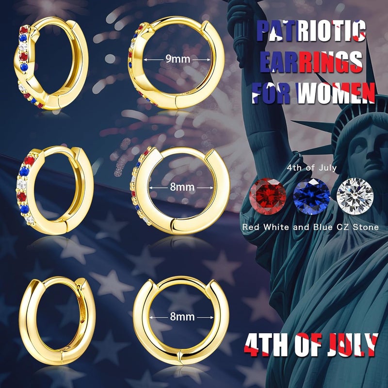 Inerney 14K Gold Plated Huggie Hoop Earrings for Women, Small Sterling Silver Earring Set Hypoallergenic Cartilage Helix Stacks, Mini Dainty Cute Trendy Birthstone Jewelry Gift for Multiple Piercings - Image 4